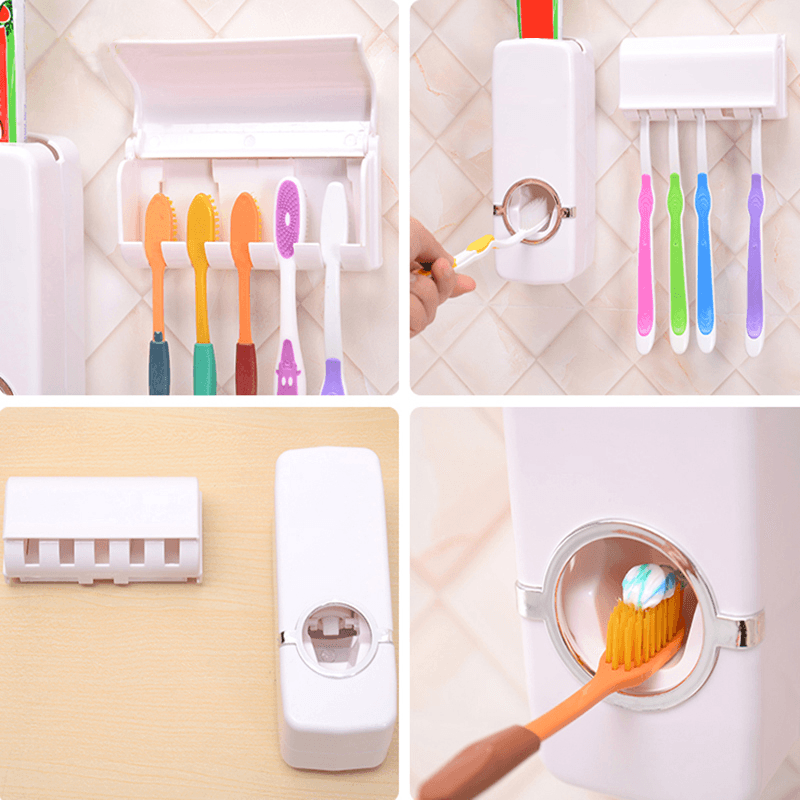 Automatic Toothpaste Dispenser & Brush Holder