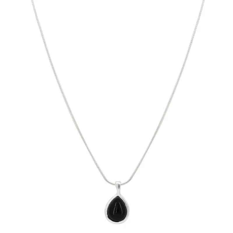Black Zircon Water Drop Snake Chain Necklace