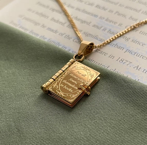 Openable Book Chain Pendant Necklace