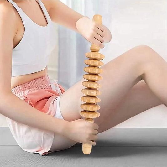 9 Wheel Wood Roller Wooden Therapy Massage