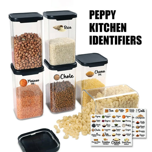 Waterproof Peppy Kitchen Identifiers Stickers ( Pack of 5 sheets )