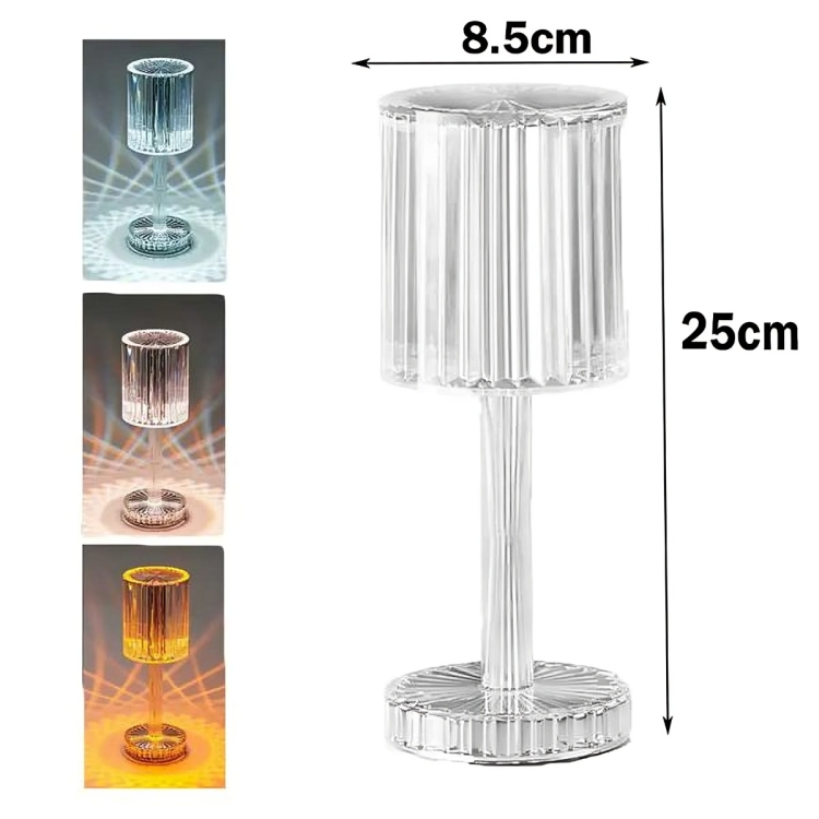 RGB Crystal Touch Table Lamp – 16 Color LED Night Light with USB Charging | Modern Bedside Lamp for Bedroom & Living Room