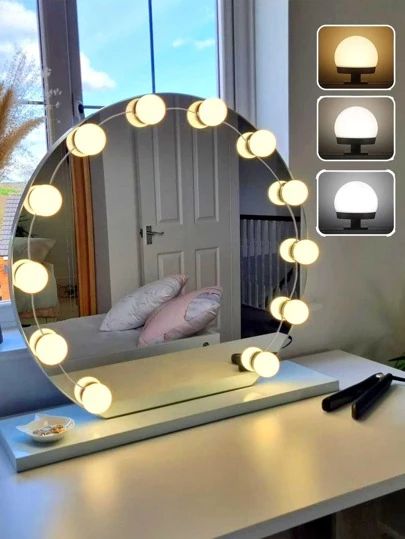 Vanity Light LED Bulbs for Makeup Mirror – 10 Bulb Set with 3 Light Modes & Adjustable Brightness | Hollywood Style Mirror Lights