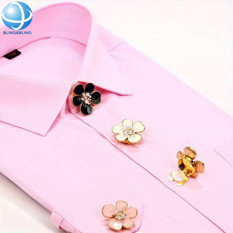 Cute Peach Blossom Clip Over Button for Women DIY Shirt