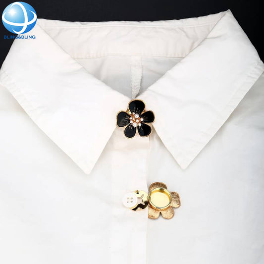 Cute Peach Blossom Clip Over Button for Women DIY Shirt