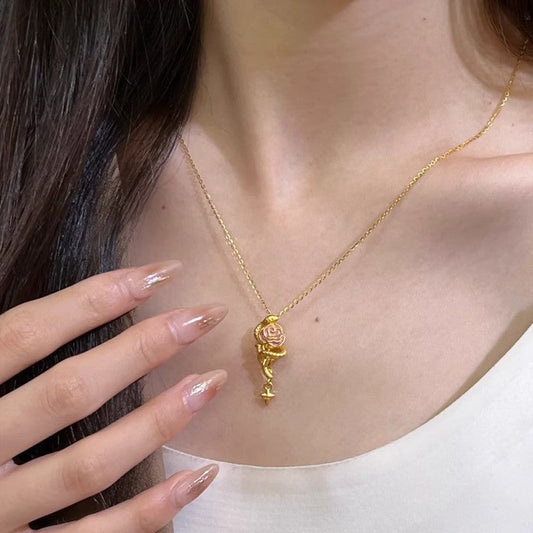 Romantic Rose Pendant Necklace