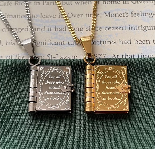 Openable Book Chain Pendant Necklace