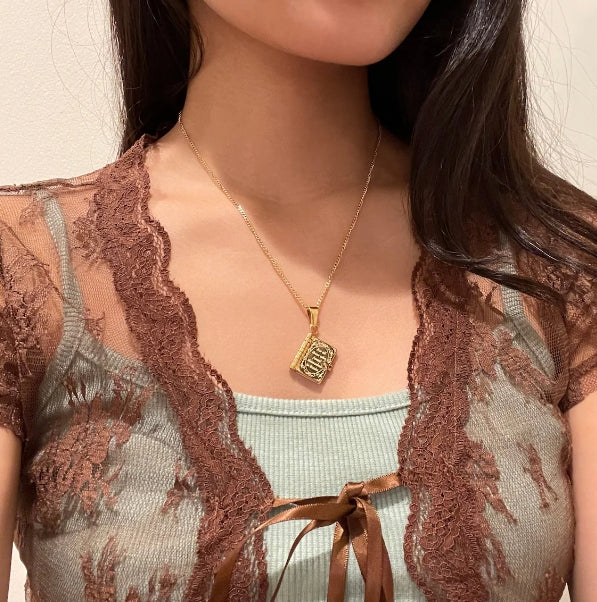 Openable Book Chain Pendant Necklace