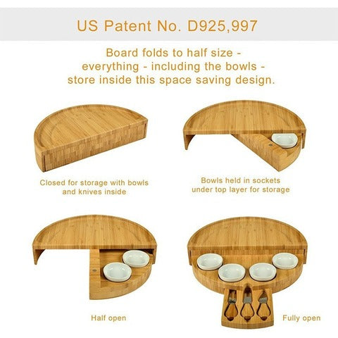 Wooden Bamboo Cheese & Charcuterie Board Set