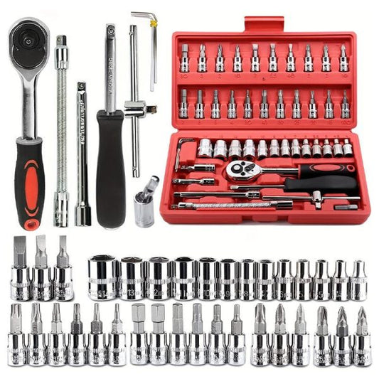 46pcs Repair Wrench Set with Head Ratchet & Sockets