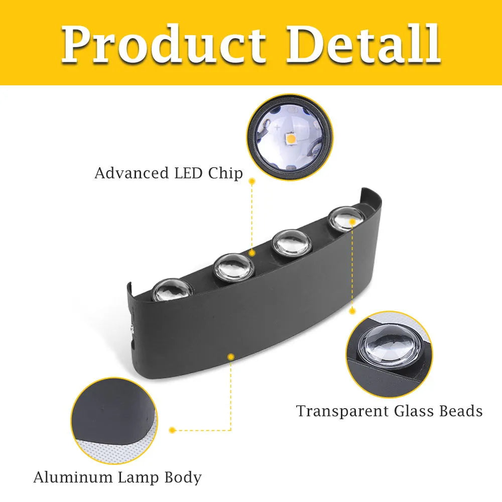 8-Way Fancy LED Wall Light – Waterproof Outdoor Aluminum Lamp | IP65 | 8W