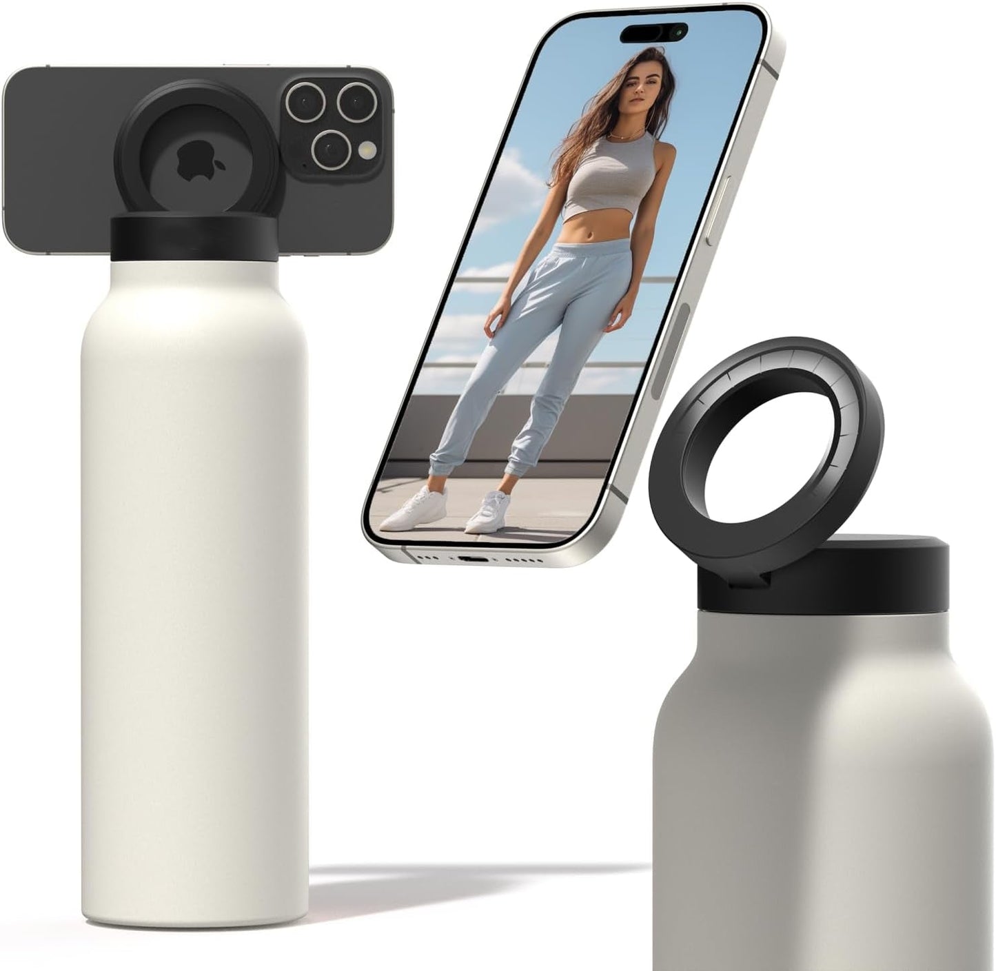 Water Bottle With Magnetic Phone Holder