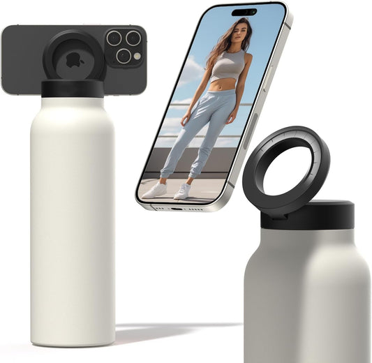 Water Bottle With Magnetic Phone Holder