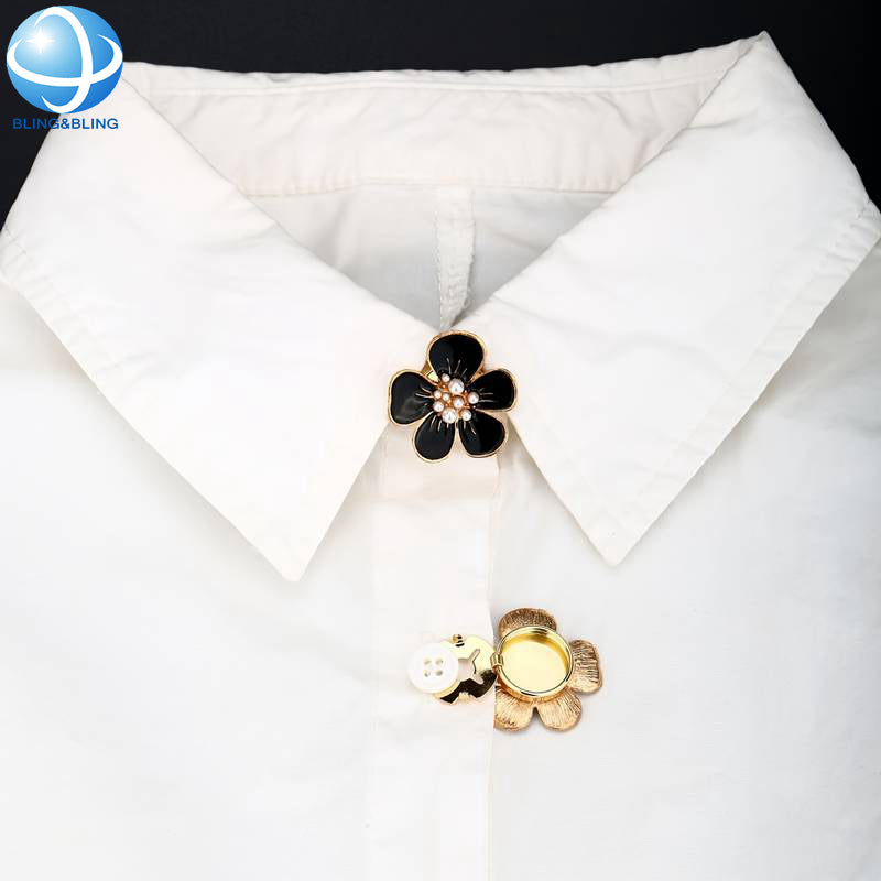 Cute Peach Blossom Clip Over Button for Women DIY Shirt